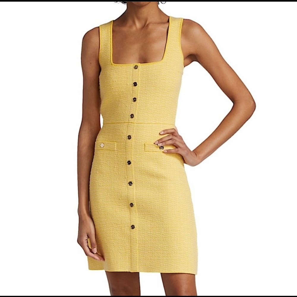 Sandro Yellow Gold Paris Spring Summer 2021 yellow Tweed Short Casual Dress
